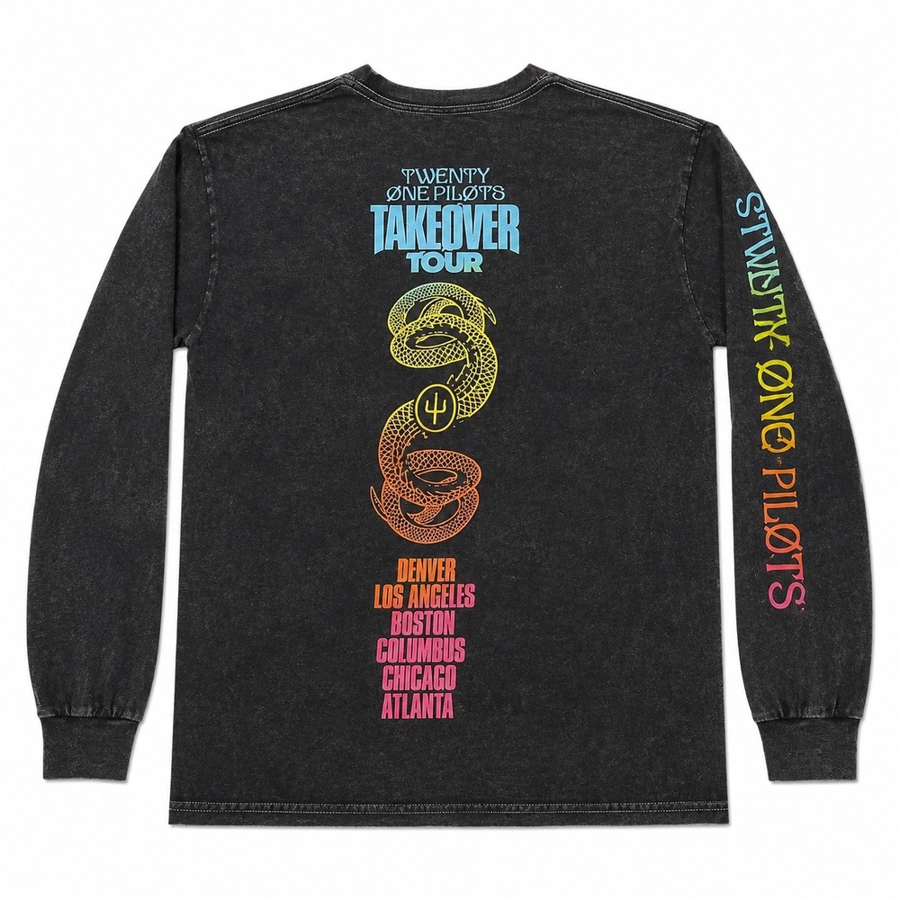 Twenty One Pilots Takeover Tour Long Sleeve Shirt Mineral Wash Black Small - Picture 2 of 2